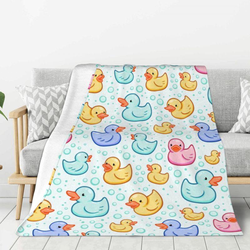 Custom Ultra-Soft Fleece Yellow Colorful Rubber Duck Pattern Throw Blanket Warm Flannel Blankets for Bed Home Couch Quilt