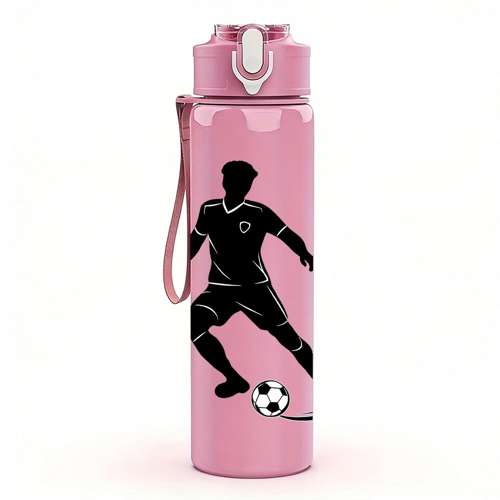 1PC Soccer Football Player 750ml Color Plastic Sports Water Bottle Leakproof Flip Straw Lid Suitable for Sports Office Home Use