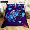 Astronaut Duvet Cover Set Cartoon Space Astronaut Decor Bedding Set Soft Breathable Comforter Cover With Pillowcase With Zipper
