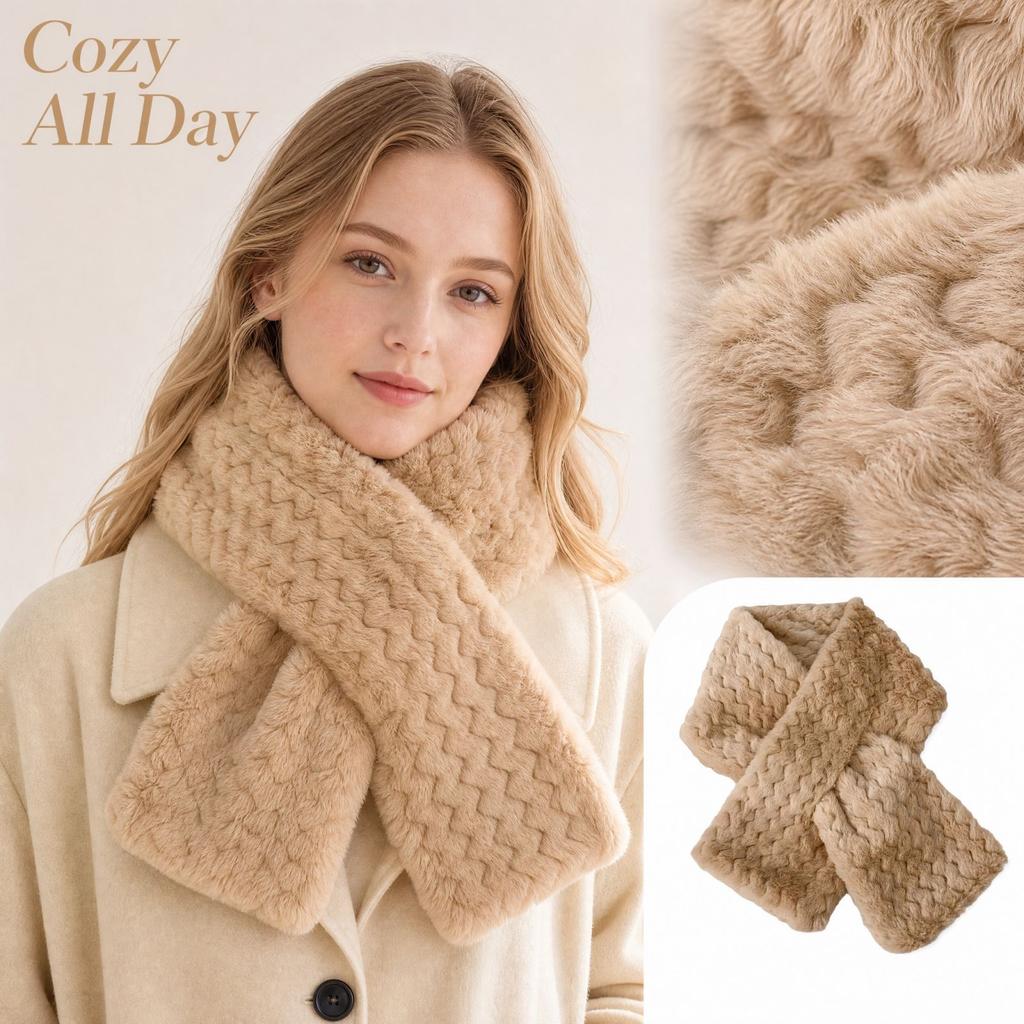 Women's Versatile Thick Fuzzy Neck Warmer, Cute Neck Cover Scarf for Cold