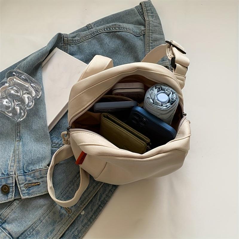 [Stylish Crossbody Bag] Stylish Nylon Women's Crossbody Bag - Solid Color, Casual Urban Design, Front Zipper Pocket