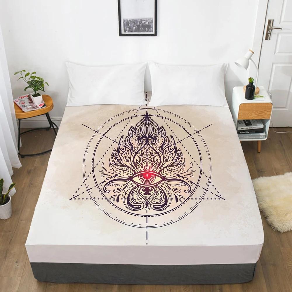 Customize Fitted Sheets Mattress Cover With Elastic Band 3D Bedsheet Linens 90x200 150x200 Bed Sheet Bedding Bohemia