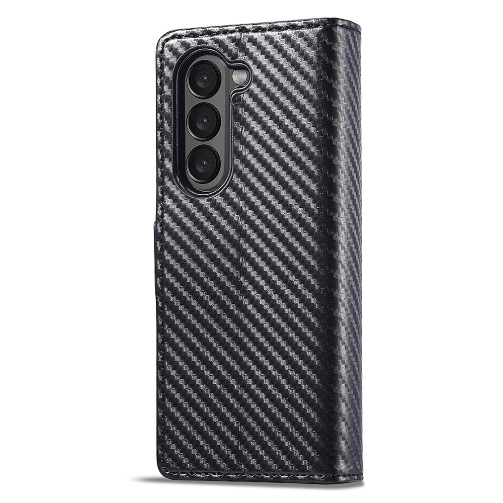 LC.IMEEKE For Samsung Galaxy Z Fold6 5G Case Carbon Fiber Texture Magnetic Closure Phone Cover
