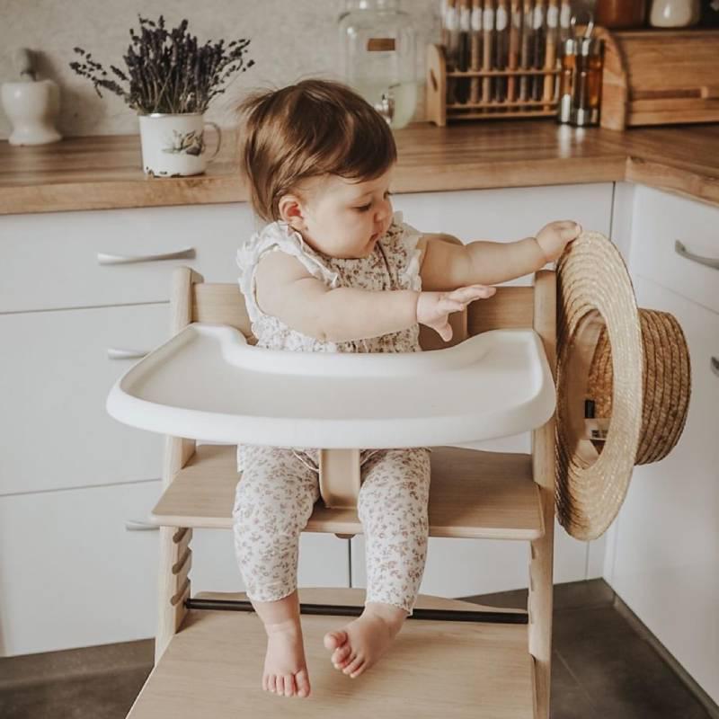 Compatible Children's Solid Wood High Chair Tray & Guard Rail for STOKKE Tripp Trapp, Eco-Friendly, Matches Original Design