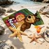 Custom Name Personalized Masha and The Bear Print Beach Towel, for Trip Camping Beach Party Home Decor, Birthday Gift for Family & Friends