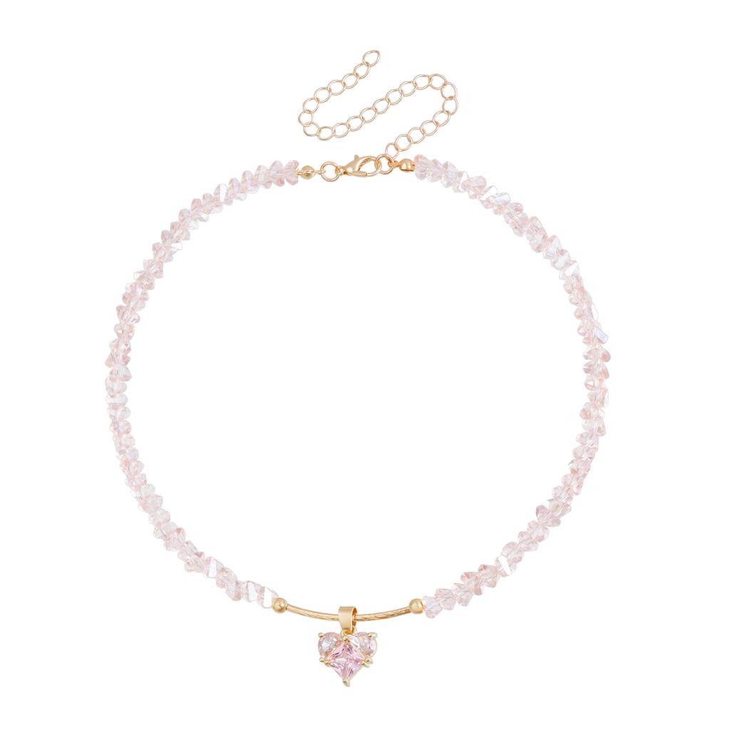 Fashion Heart Beaded Necklace for Women Boho Elegant Irregular Crystal Chain Y2K Choker Exquisite Party Gift Jewelry Accessories