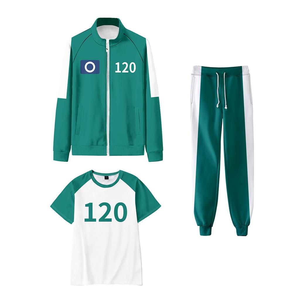 

Игра в кальмара Костюм для косплея игрока Спортивный костюм Полный набор одежды Хэллоуин Kid 100cm