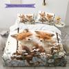 Biancheria da letto con motivo volpi e fiori Decorazione per la casa Regalo di compleanno (1 * copripiumino + 2 * federa, senza nucleo)