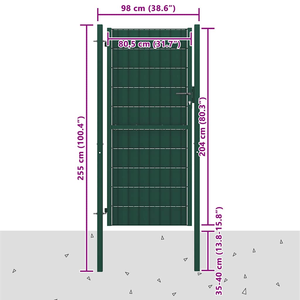 PVC and Steel Garden Gate 100 X 204 Cm Green