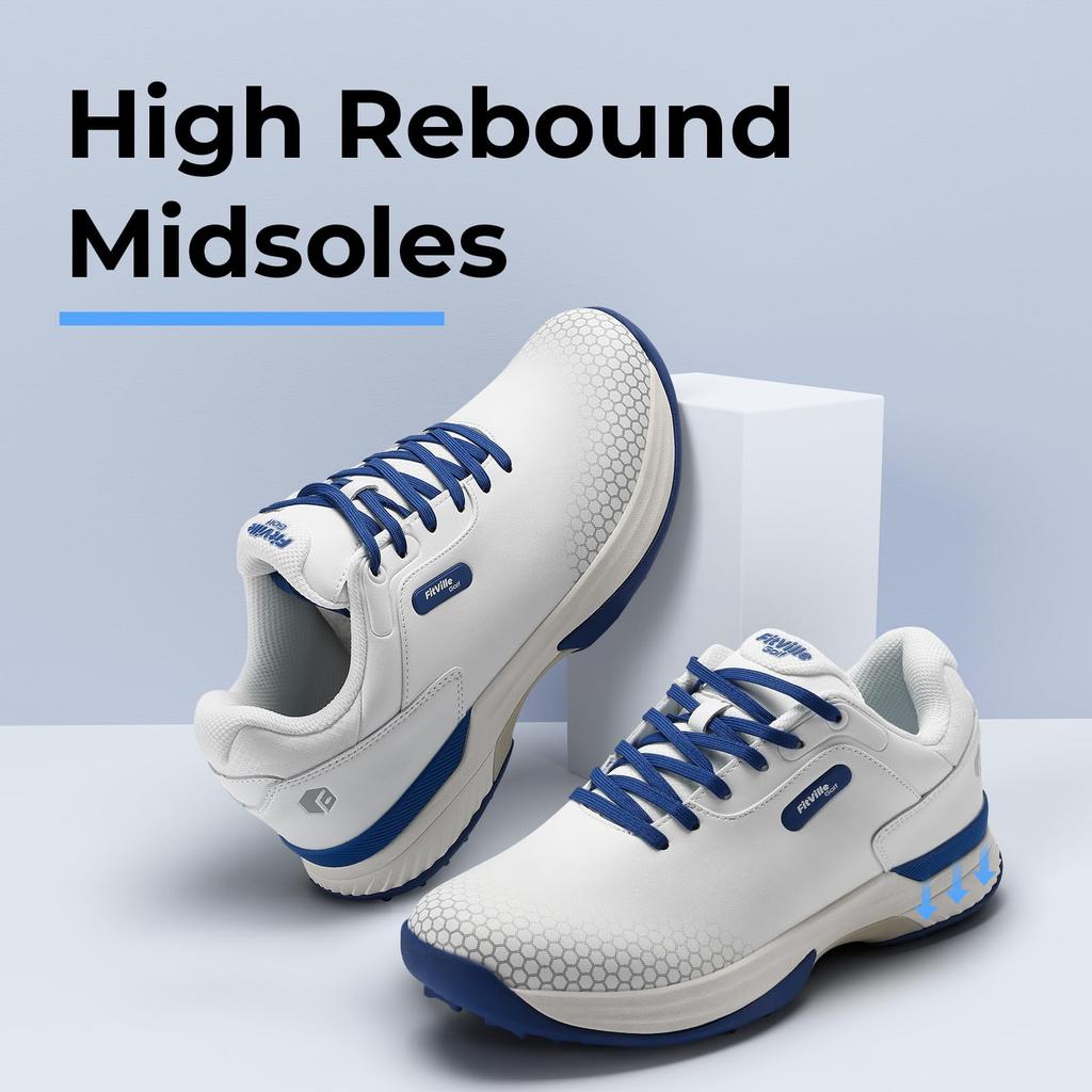 Wide Golf Shoes 2E 4E Golf Sneakers Spikes Waterproof Lightweight Golf Practice Shoes [FitVille] Men's Anti-Slip