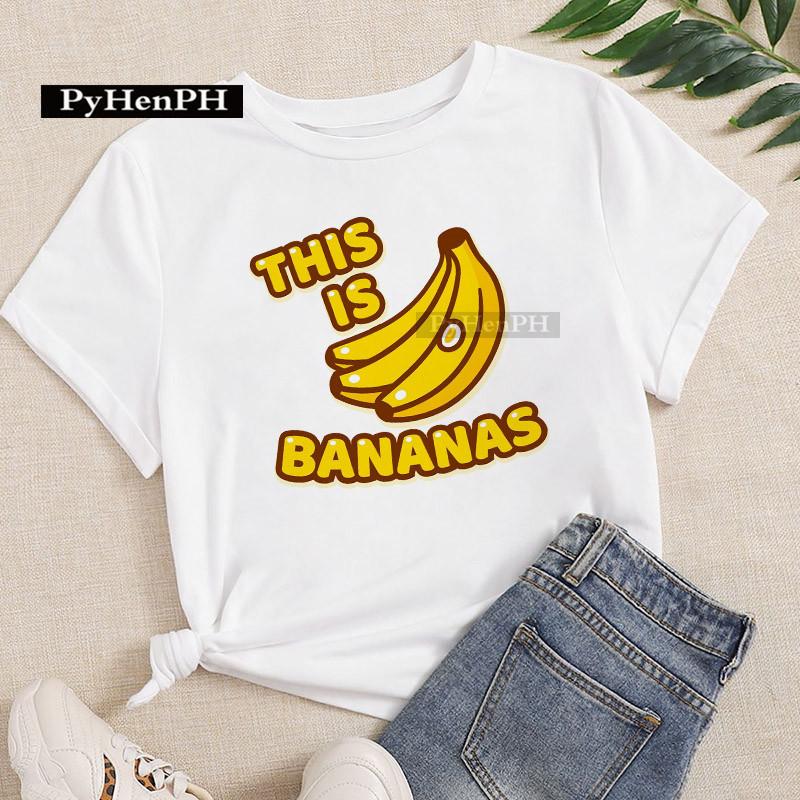 New Banana Print InSstyle European and American Straight Shortsleeved Casual and Versatile Roundneck Shortsleeved Tshirt
