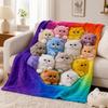 150x130cm Plush Blanket Rainbow Gradient Nap Blanket Cat Print Blanket  for Kids Room Home Travel
