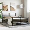 Metal Bed Frame with Headboard and Footboard Black 140x190 Cm