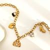 Rhinestones Embellished Love Sachet Charm Necklace Stainless Steel Clavicle Chain Fashion Jewelry Accessory
