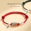Benmingnian Red Agate Couple Bracelet: Hand-Woven Red String Braided Rope for Wealth & Fortune, Women's Fu Snake Design.
