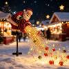 Waterproof LED Pathway Lighting Solar Christmas Garden Stake Light Santa Pouring Flowing String Lights Colorful Magical Holiday Path Lights