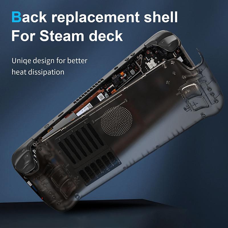 Zadní kryt Steam Decku Vyměnitelný hostitelský Zadní kryt s otvorem pro odvod tepla Průhledný černý Kamuflážový barevný Chladicí skořepina konzole