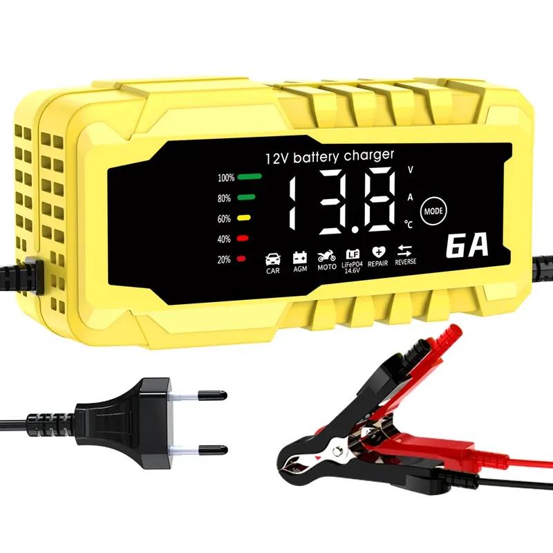 Color Screen Car Battery Charger 6A 12V Car and Motorcycle Battery Charging Device Lead-acid Battery Smart Repair