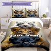 3PC Custom Name Tiger, Lion, Panther Stack Bedding Set Duvet Cover Closure Includes 1 Duvet Cover & 2 Pillowcases for Bedroom