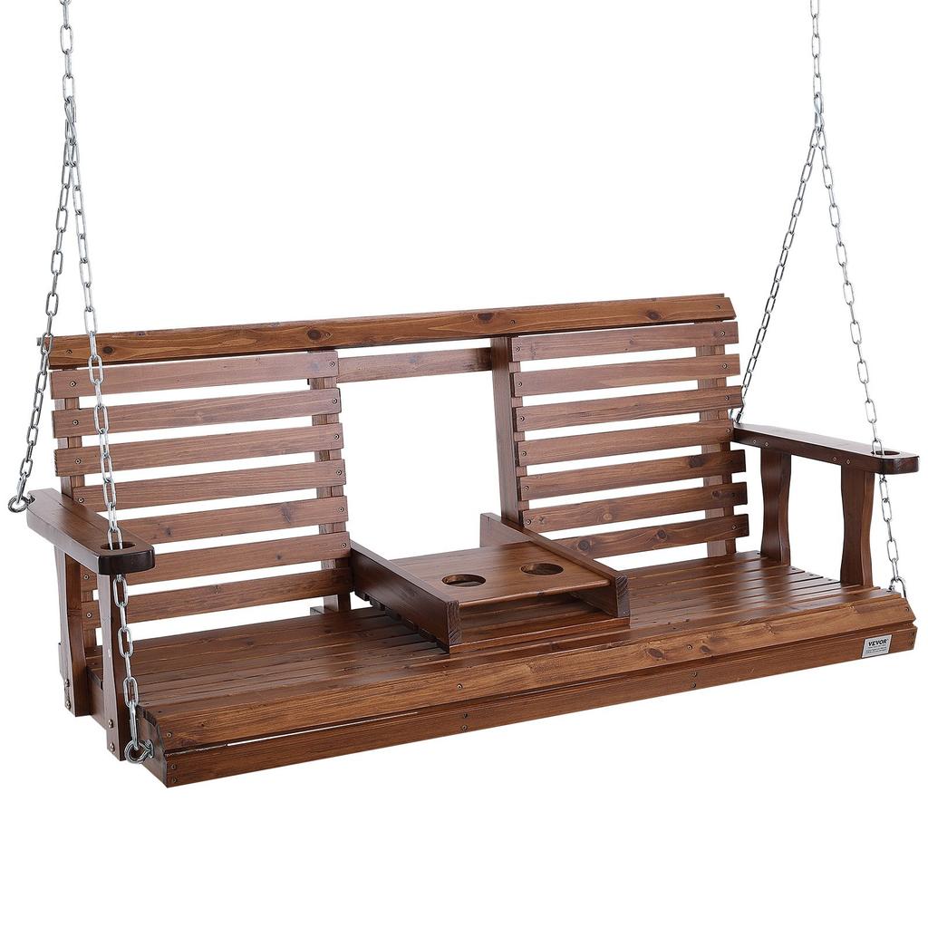 VEVOR Wooden Porch Swing 5 Ft, Patio Bench Swing for Courtyard & Garden, Upgraded 880 Lbs Strong Load Capacity