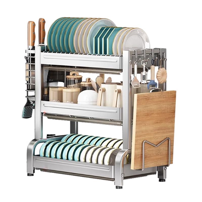 3-Tier 304 Stainless Steel Countertop Dish Rack