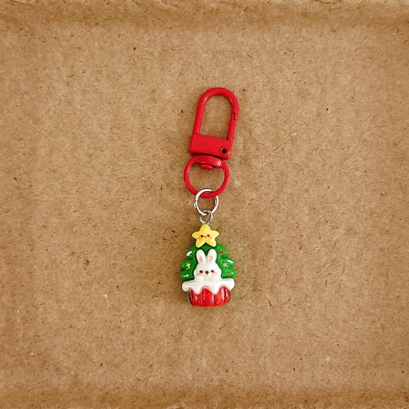Cartoon Christmas Keychain Cute Santa Snowman Elk Keyring Xmas Party Favors Bag Pendant New Year Gift
