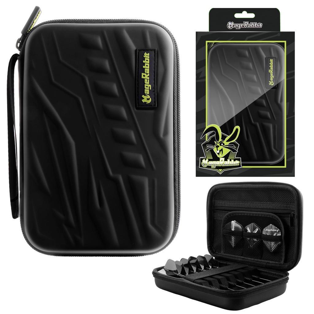 MageRabbit Dart Case, Holds 6 Darts, Includes Storage for Tips, Shafts, and Flights (Black)