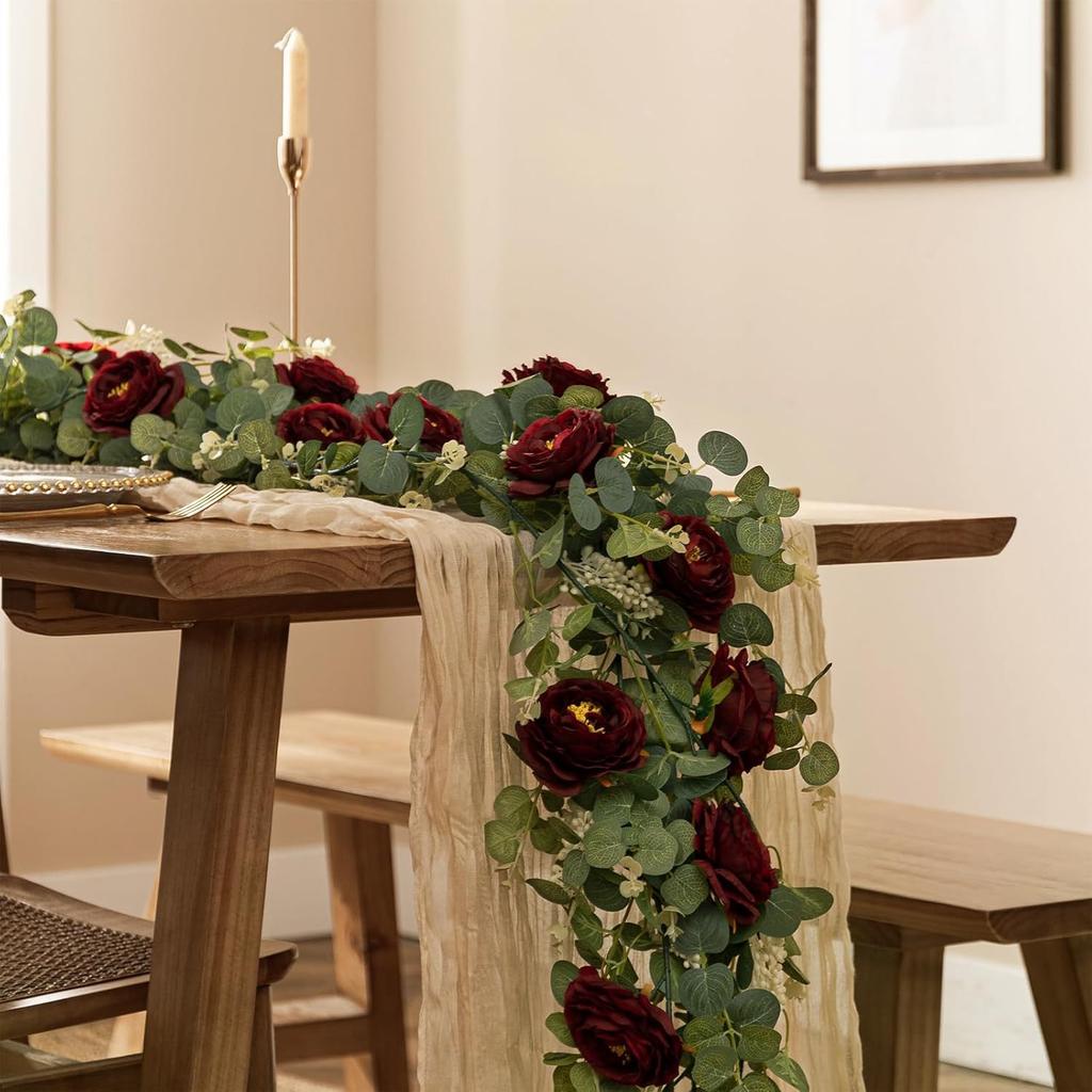 Simulation Camellia Rattan Wedding Office Home Garden Decoration Artificial Simulation Eucalyptus Leaf Rattan