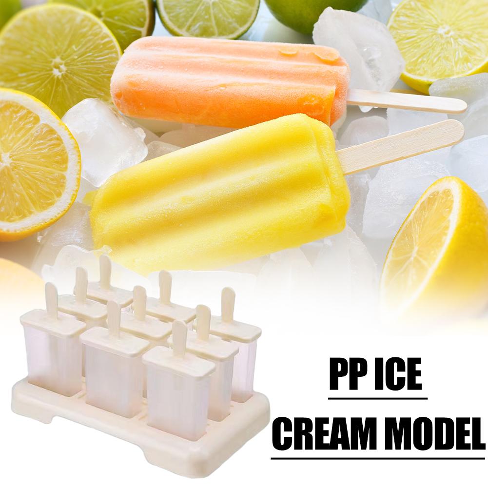 9 Grids Ice Cream Mold With Stick Lid PVC Ice Popsicle Dessert Tray Kitchen Maker Maker Ice Too I4J7