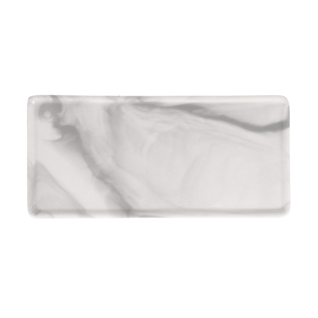 Elegant Stone Texture Ceramic Tray Multifunctional Bathroom Vanity Tray Desktop Organizer Toiletries Storage Decorative