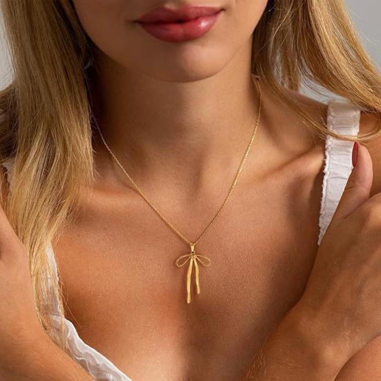 Bow Pendant Necklace Women Bowknot Necklace Girls Cute Bow Charm Necklace Birthday Anniversary Gift for Friend Her