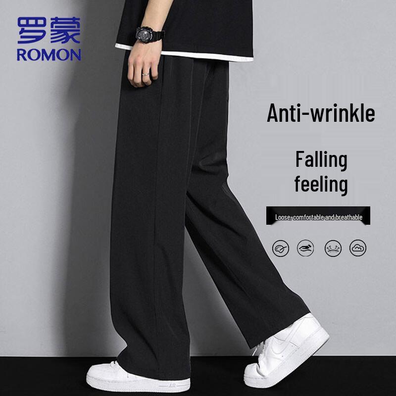 ROMON Men s Ice Silk Straight-Leg Casual Pants 3XL