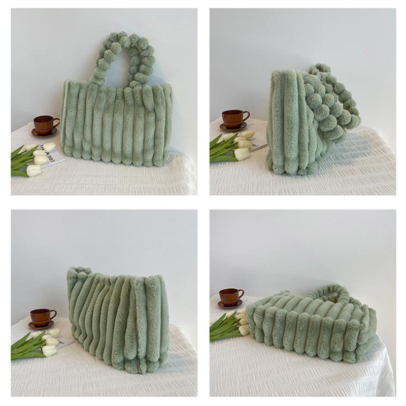 Fashion Designer Faux Fur Tote Bag for Women Handbags Autumn Winter Plush Shoulder Crossbody Bags