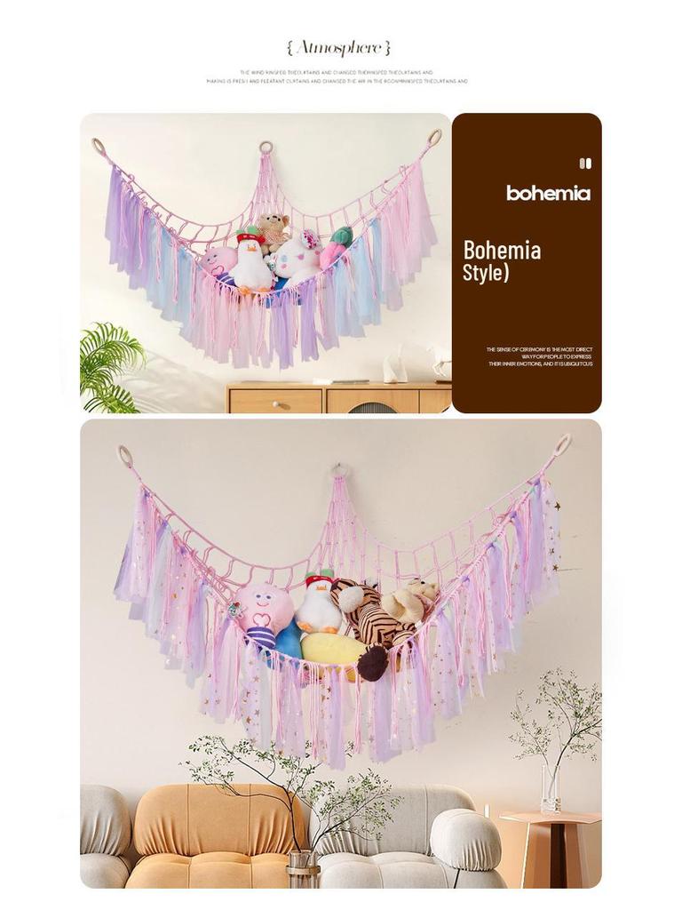 Triangular Cotton Rope Hanging Mesh: Plush Toy Storage and Decoration