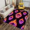 "Flaming Skull Neon Art Carpet, Bright Modern Decor, Black Base" Suitable for use as an anti-slip for living room bedroom sofas