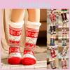 Slipper Socks Christmas Fleece Lining Mens Ladies Kids Family Soles Gripper