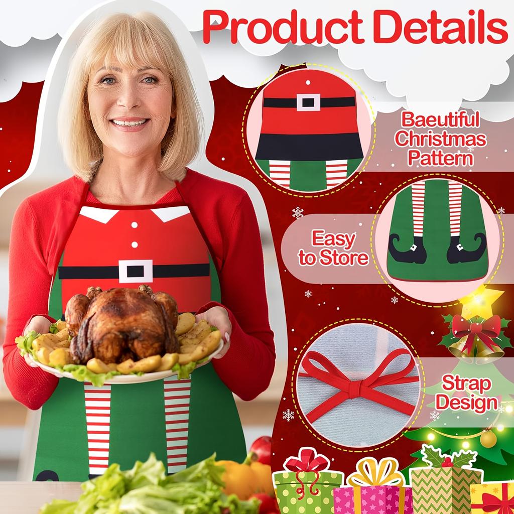 5 Pack Christmas Aprons Santa Claus Dressed As An Elf Decorative Apron Suitable for Both Female and Male Kitchen Chefs Christmas