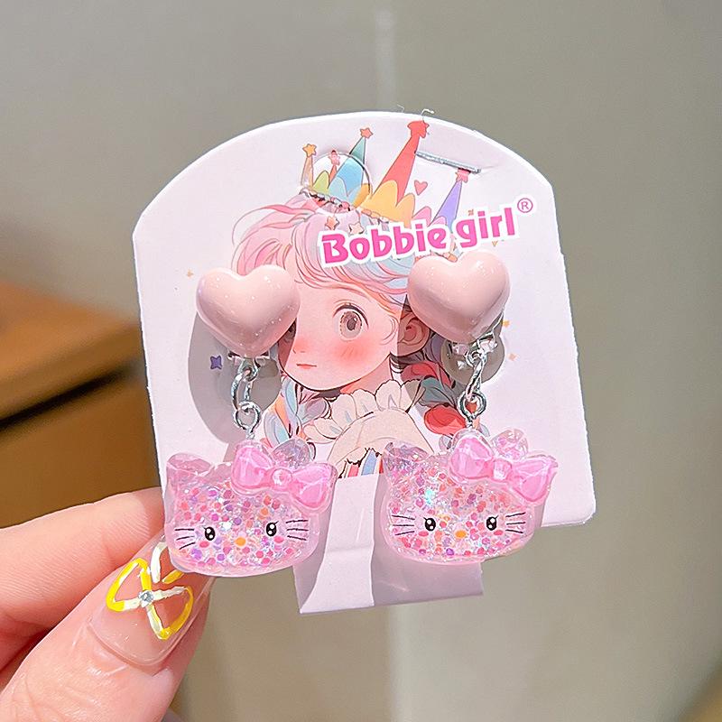 Kuromi Kolczyki Klipsy Bez Przekłuwania Uszu z Kokardką dla Dziewczynek