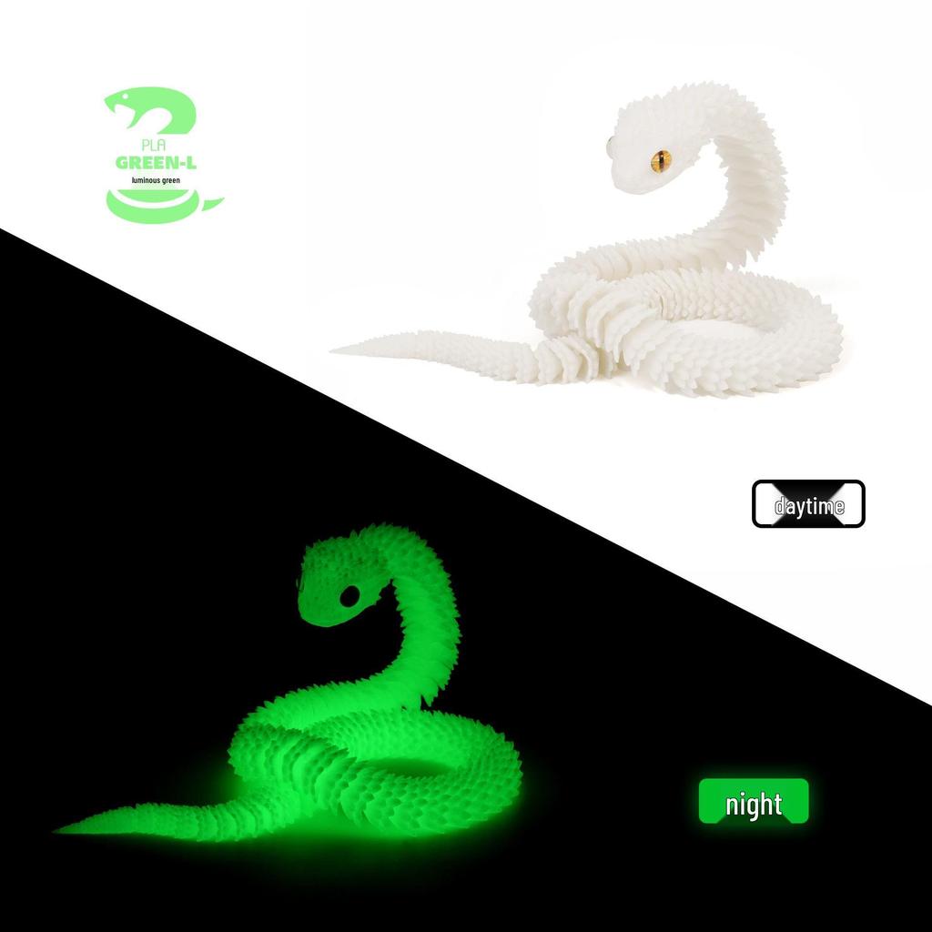 3D Printed Movable Viper Snake Model Toy - Flexible Simulation Animal Doll