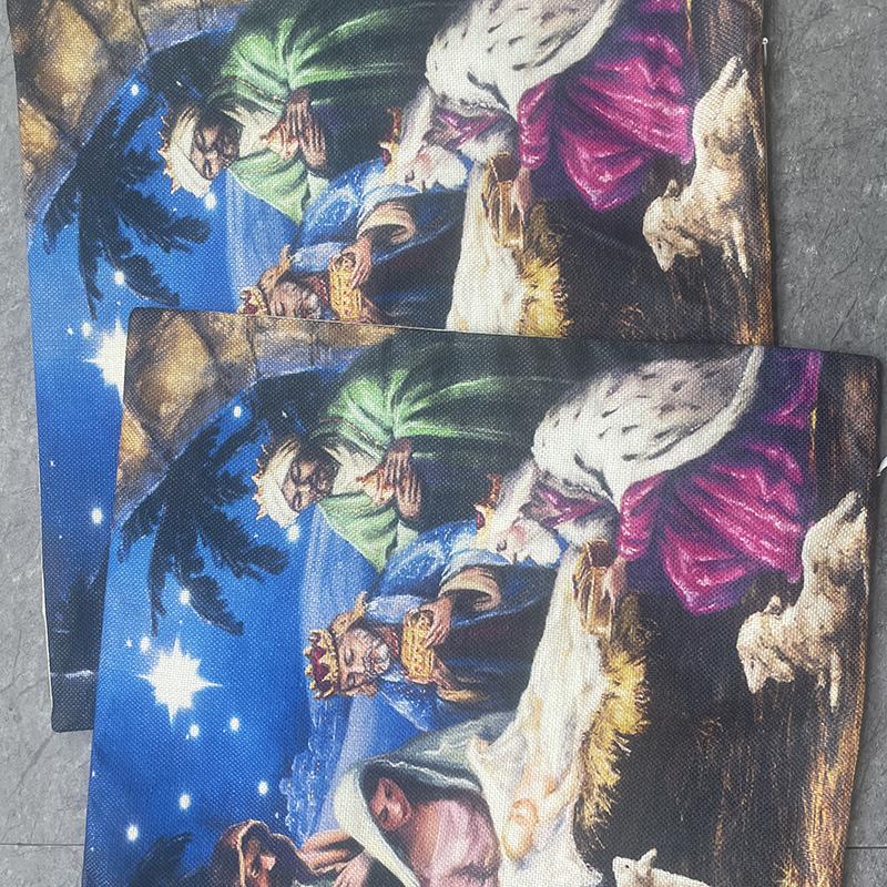 Jesus Series Waterproof Linen Blend Pillowcase Throw Pillow Cover Cushion Cover for Living Room Without Pillow Insert