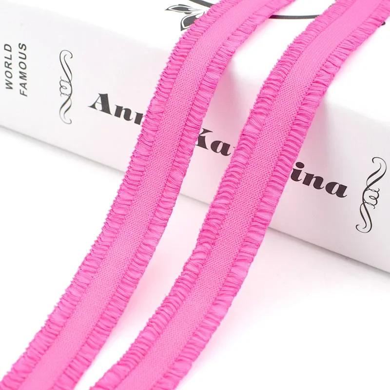 5/10Yards Meetee 12mm Ruffled Elastic Band Colorful Pleated Stretch Lace Trim Headdress Ribbon DIY Garment Sewing Accessories