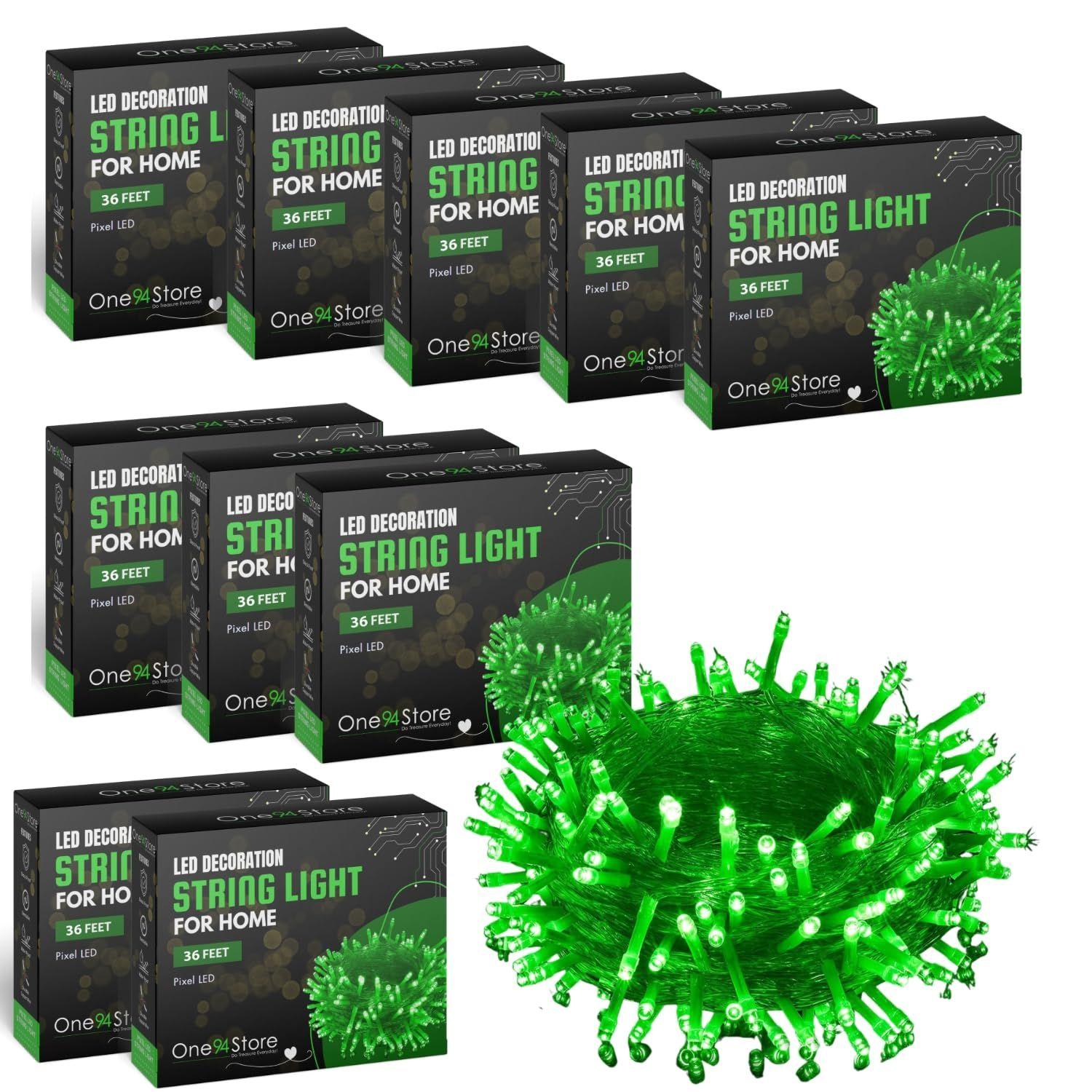 

36 Ft Green LED Pixel String Lights Decorative Serial Lights with Flexible Copper Wire , Christmas, Wedding, Party & Home Décor Pack of 10