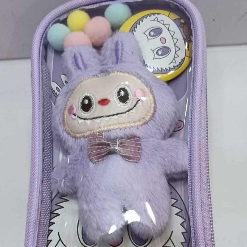 

Новый прозрачный пенал большой вместимости многослойный студенческий для хранения канцелярских принадлежностей фиолетовый