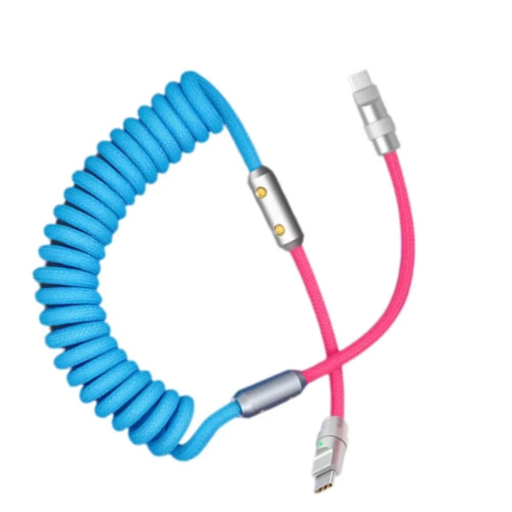 1.8M PD 60W Fast Charging Spring USB C to Type C Cable For 15 Pro Max Samsung Xiaomi Huawei Phone Charger Type-C Cables