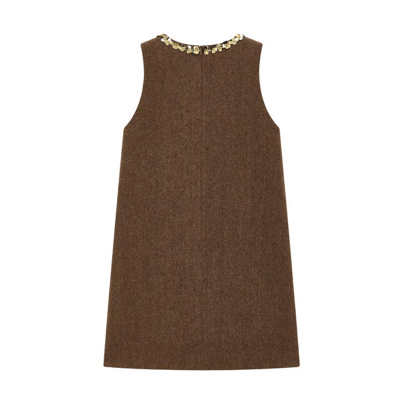 ELLE KIDS Girls' Sequin Beaded Wool Vest Dress