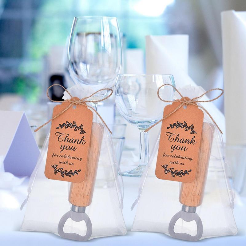 Stainless Steel Beer Bottle Opener With Wooden Handle Wedding Gifts For Guests Kitchen Bar Tools Promotion Gift With 24 Pcs