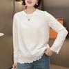 Women's Lace Patchwork Long Sleeve Round Neck Casual Top - Spring 2025 Collection