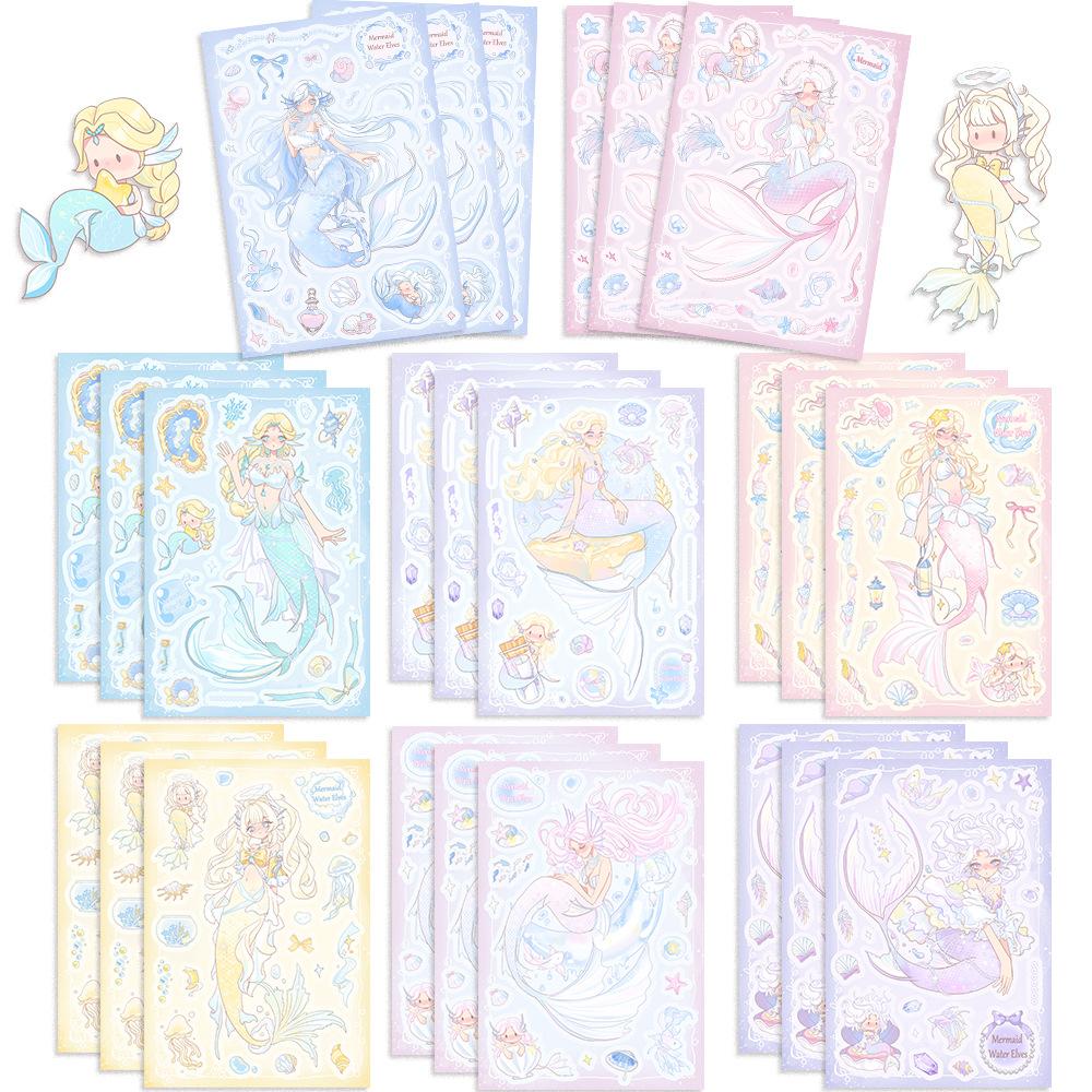 8 Cartoon Mermaid Princess Collage Set Stickers Handicraft Waterproof Set Decorative Stickers DIY