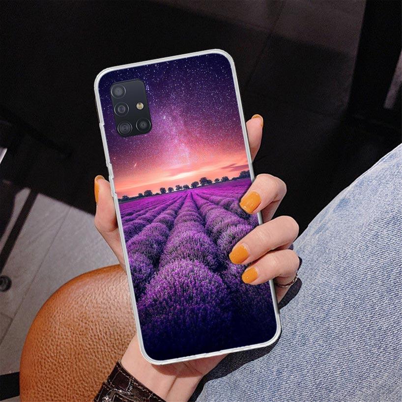 Purple Lavender Flowers Phnoe Case for Samsung Galaxy A12 A22 A32 A42 A52 A51 A50S A20S A10S A41 A31 A21S A40 A30S A20E A71 A70