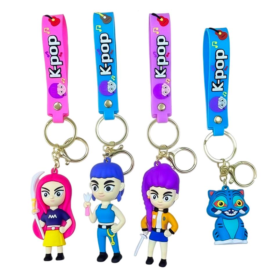 10cm Anime Kpop Demon Hunter Keychain Series Figure Tiger Figurine Toy Desk Girl Backpack Pendant Halloween Christmas Kid Gifts